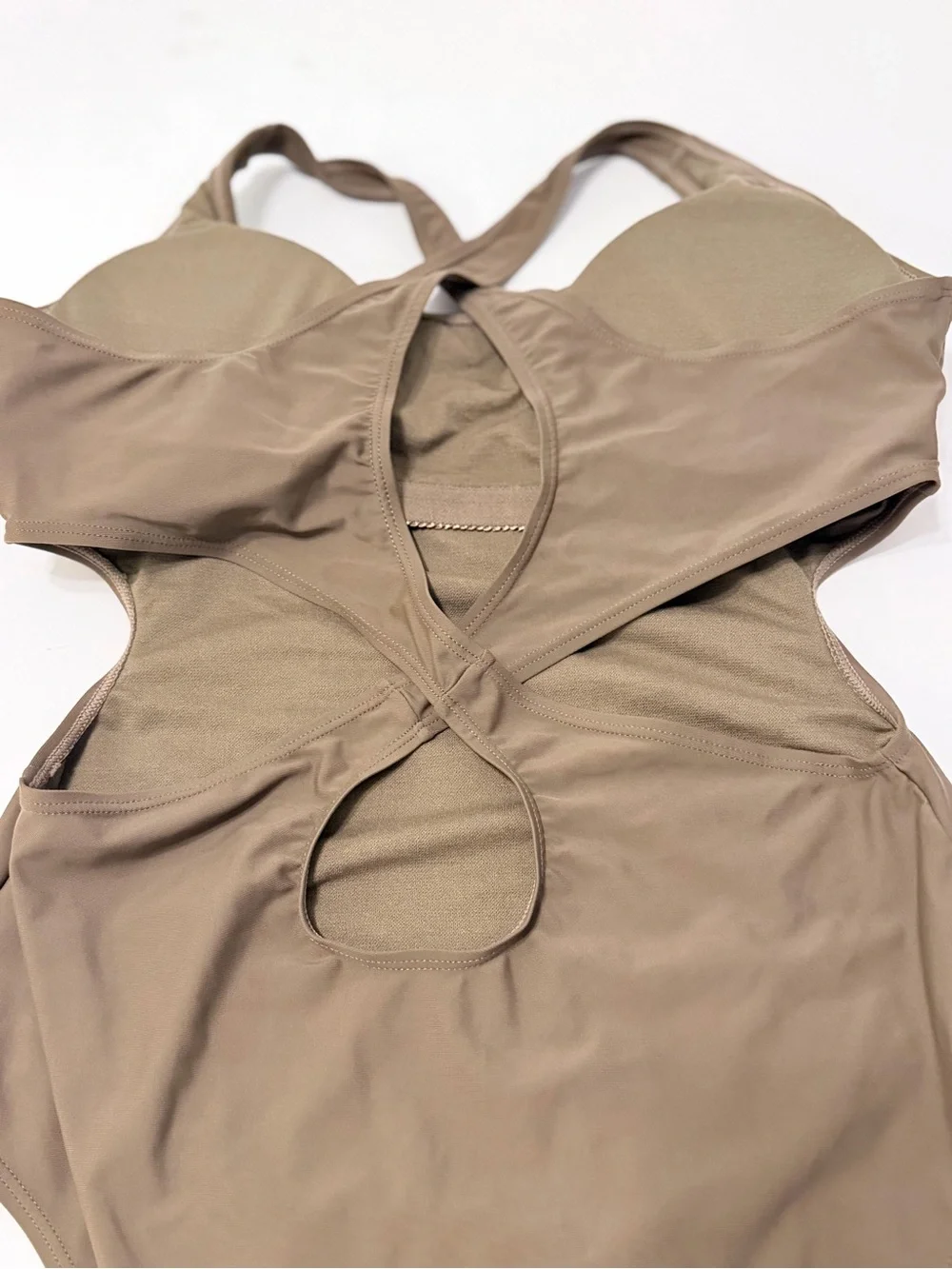 Sassa One Piece Swimsuit Brown Cut Out Monokini Crisscross Back Womens Large